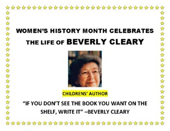 Preview of WOMEN'S HISTORY MONTH: 2 POSTERS FOR CLASSROOM: BEVERLY CLEARY & CONDOLEEZA RICE
