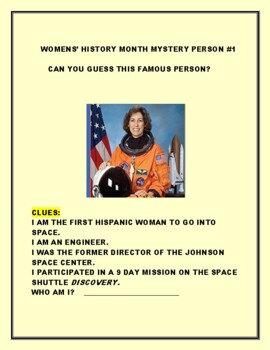 Preview of WOMENS' HISTORY MONTH CHALLENGE#1:CAN YOU IDENTIFY THIS FAMOUS PERSON? W/ANS.KEY