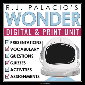 Preview of Wonder Unit Plan - R.J. Palacio Novel Study Reading Unit - Digital Print Bundle