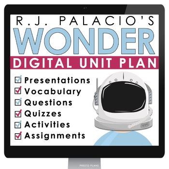 Preview of Wonder Unit Plan - R.J. Palacio Novel Study Reading Unit - Digital Version