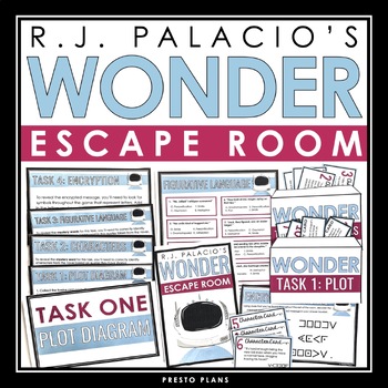Preview of Wonder Escape Room Novel Activity - Breakout Review for R.J. Palacio's Novel