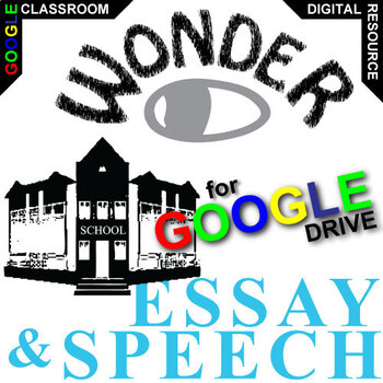 Preview of WONDER Essay Questions, Speech Writing Prompts Digital Thesis Summative Palacio