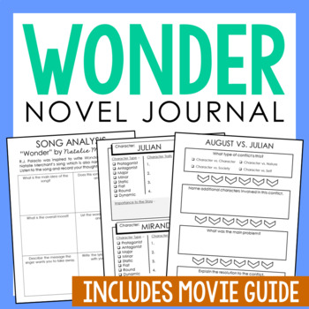 Preview of WONDER Novel Study Unit Activities | Book Report Project | Movie Guide