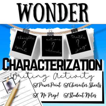 Wonder Novel Character Study, Characterization, Pennant, Make