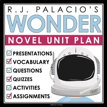 Wonder Unit Plan - R.J Palacio Novel Study Reading Unit by Presto