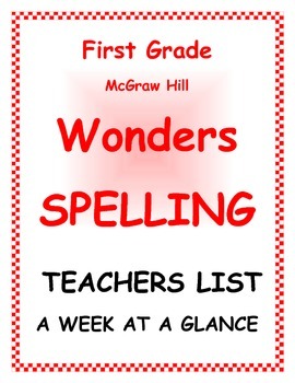 Preview of WONDERS 1st Grade SPELLING WORDS by McGraw Hill - a week at a glance