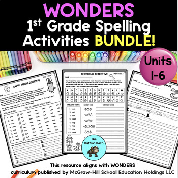 WONDERS Aligned 1st Grade Spelling Homework Activities for National ...