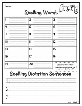 Spelling & Vocabulary Tests 2nd Grade WONDERS Unit 1 by Lory Evans