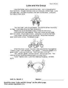 Preview of WONDERS, First Grade, Unit 6, Weeks 1-5 Comprehension Tests