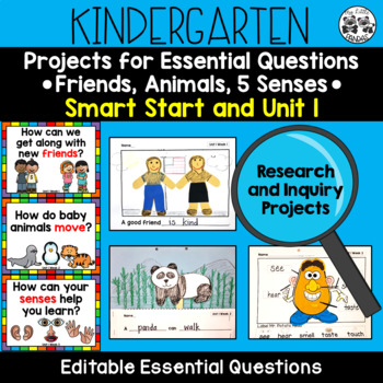Preview of Kindergarten Research & Inquiry Projects for Essential Questions *SS and Unit 1*