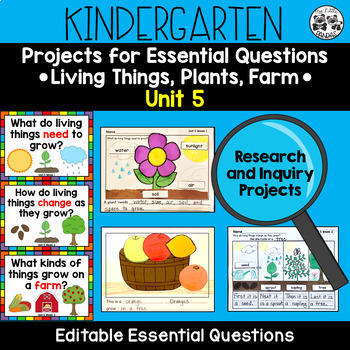 Preview of Kindergarten Research and Inquiry Projects for Essential Questions *Unit 5*
