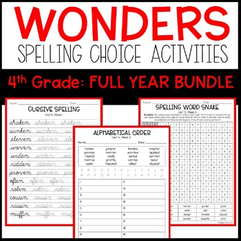 Preview of WONDERS Spelling Activities 4th Grade ((FULL YEAR)) *2023 AND 2020 EDITION*