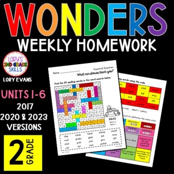 Preview of WONDERS Spelling Homework 2nd Grade