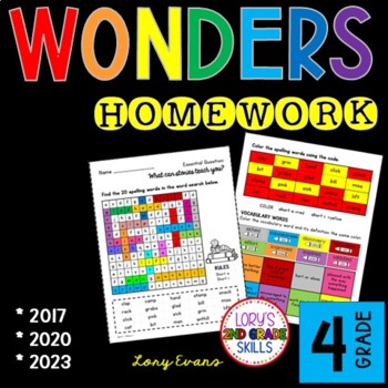 Preview of WONDERS Spelling  Homework 4th Grade