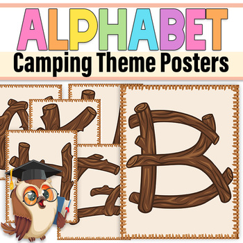 Preview of Camping Theme Alphabet Posters|Camping Theme Classroom Decor |Camping Letter