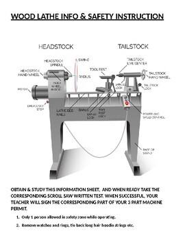 Preview of WOOD LATHE INFO. & SAFETY  PART OF THE "3 PART MACHINE PERMIT" SYSTEM