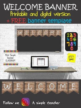 Preview of WOOD WELCOME BANNER + FREE TEMPLATE