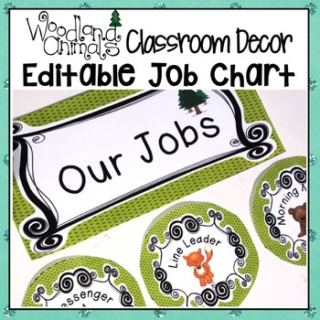 Preview of WOODLAND ANIMALS THEME DAILY CLASSROOM JOBS CARDS