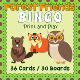 WOODLAND FOREST ANIMALS BINGO & Memory Matching Card Game 