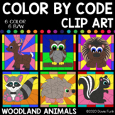WOODLAND FOREST ANIMALS Color by Number or Code Clip Art Set 2