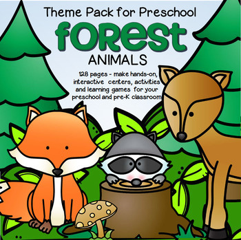 Preview of FOREST ANIMALS Math and Literacy Centers Activities and Printables for Preschool