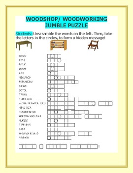 WOODSHOP/ WOODWORKING VOCABULARY JUMBLE PUZZLE TpT