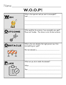 Preview of WOOP Templates for Elementary Students with Link to Resources