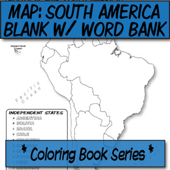 Preview of WORD BANK South America Political Map **Coloring Book Series**