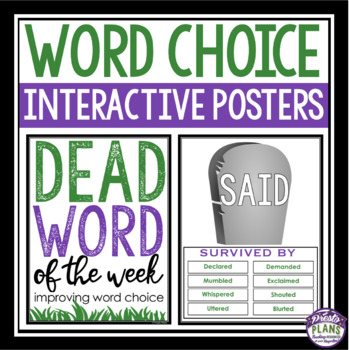 Preview of Word Choice Posters - Dead Word of The Week Interactive Classroom Bulletin Board