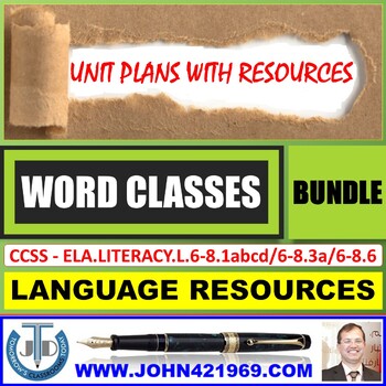 Preview of WORD CLASSES: UNIT LESSON PLANS WITH RESOURCES - BUNDLE