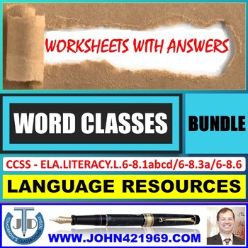 Preview of WORD CLASSES: WORKSHEETS WITH ANSWERS - BUNDLE