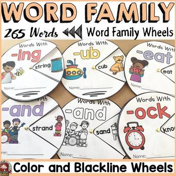 Preview of WORD FAMILY WORD WHEELS: VOWELS A, E, I, O, U: PHONICS: READING