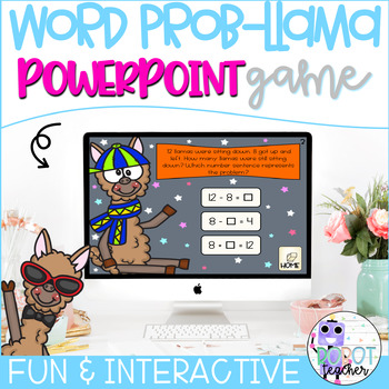 Preview of WORD PROB-LLAMA number sentence and word problem PowerPoint game