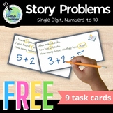WORD PROBLEM: Addition, Numbers to 10 Story Problems FREEBIE