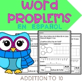 WORD PROBLEMS Addition to ten in Spanish| Problemas de Sum