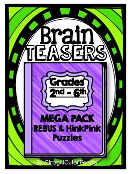 Preview of WORD PUZZLES Brain Teaser BUNDLE! REBUS Puzzles, Hink Pinks, Word Plexers