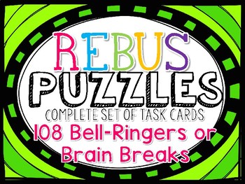 Preview of BRAIN TEASERS WORD PUZZLES TASK CARDS - REBUS Puzzles