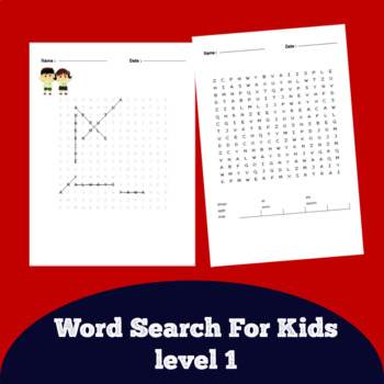 Preview of WORD SEARCH FOR KIDS LEVEL 1 Includes Answer