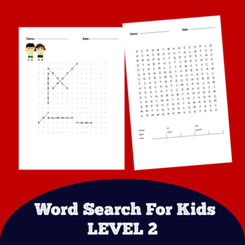 Preview of WORD SEARCH FOR KIDS LEVEL 2 Includes Answer