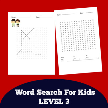 Preview of WORD SEARCH FOR KIDS LEVEL 3 Includes Answer