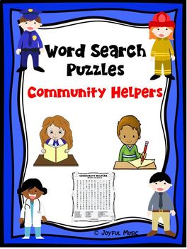 Word Search Puzzles Community Helpers By Joyful Music 