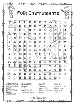 word search puzzles folk instruments free by joyful music tpt