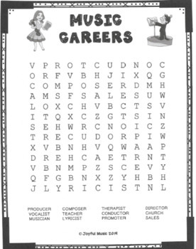 word search puzzles music careers free by joyful music tpt