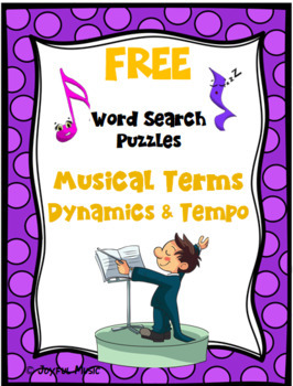 Preview of WORD SEARCH PUZZLES Musical Terms Dynamics & Tempo FREE