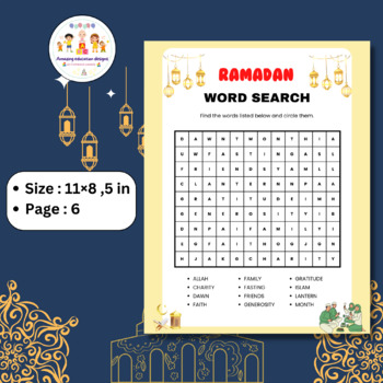 WORD SEARCH Ramadan by Amazing Education Designs | TPT