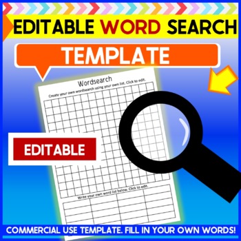 Preview of WORD SEARCH TEMPLATE (EDITABLE) (For personal and Commercial use)