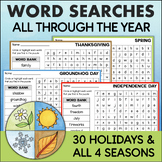 Holidays Fall Winter Spring Summer WORD SEARCH PUZZLES Wor