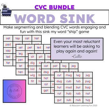 WORD SINK BUNDLE CVC Games by Reluctant Learning Fun TPT