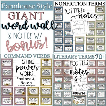 Preview of Word Wall Farmhouse Bundle: Fiction, Nonfiction, Testing Words, Notes & Bonus