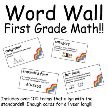 Preview of WORD WALL: First Grade Math (Based on Standards and Includes terms for all year)
